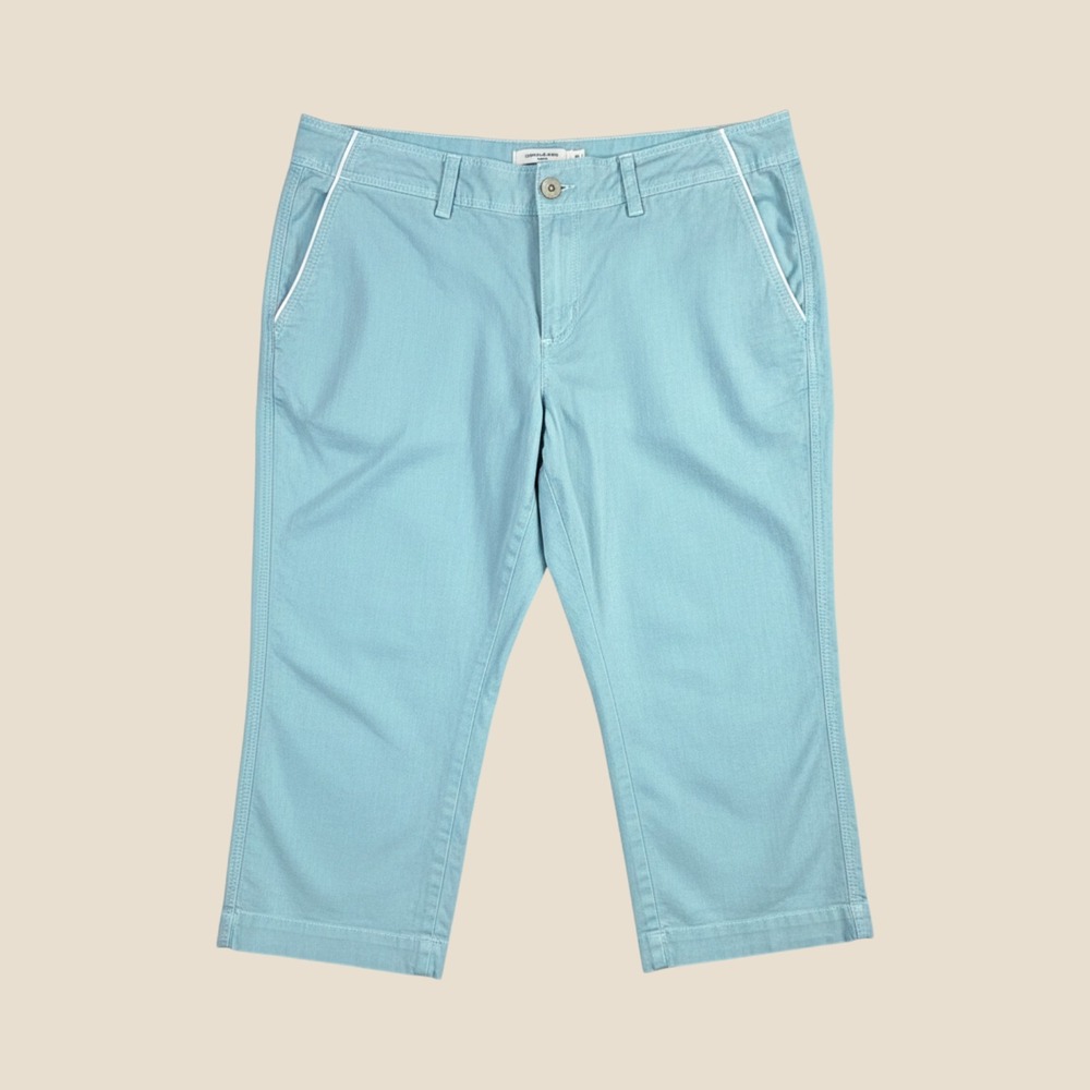 Capri Pants Columbia PFG 16 Green/Blue Teal/Mint 100% Cotton Straight Leg Hiking